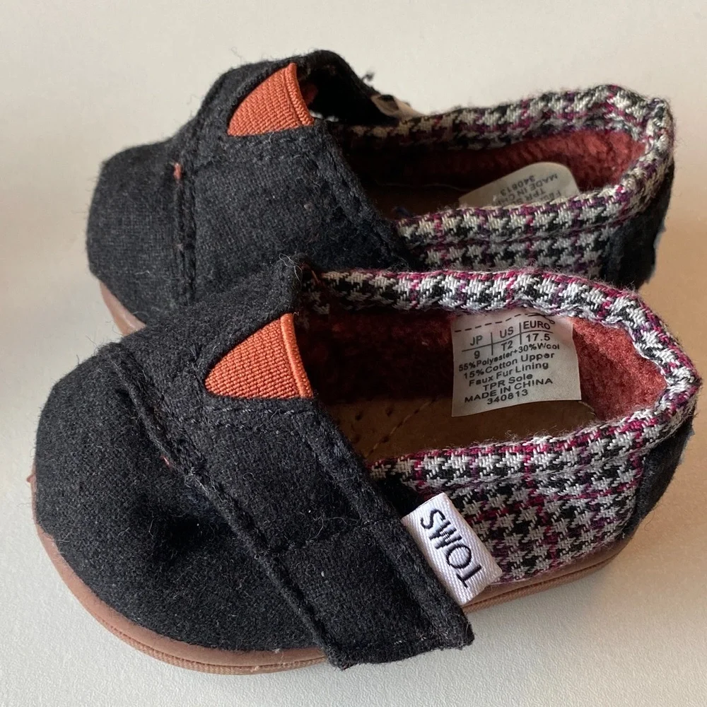 TOMS Bundle of black slip ons and gray booties. Size 2. Like new.